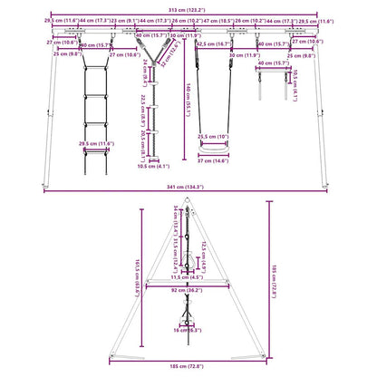 Schaukel-Set Mit Schaukelsitz Trapez Strickleiter Kletterseil