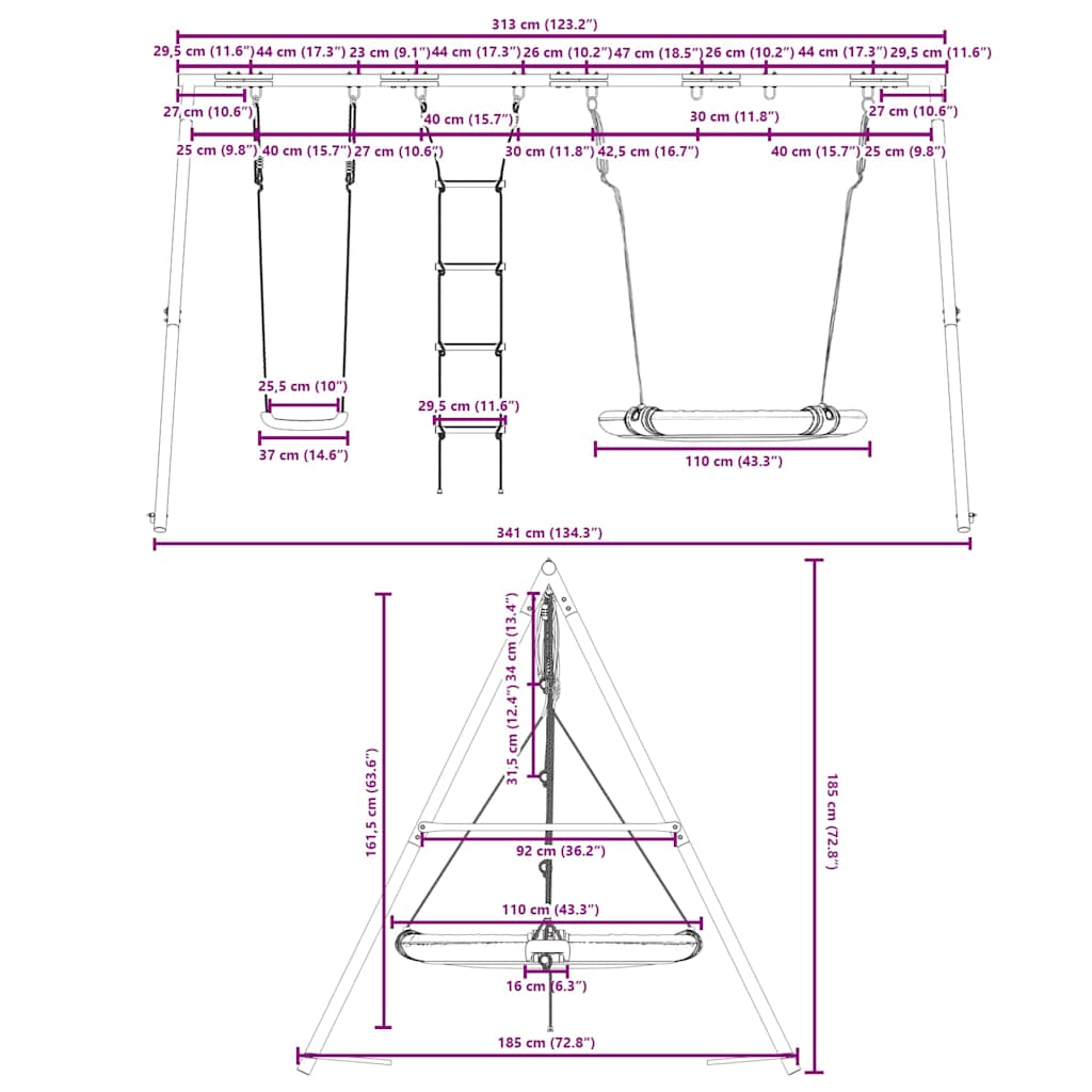 Schaukel-Set Mit Schaukelsitz Strickleiter Und Nestschaukel