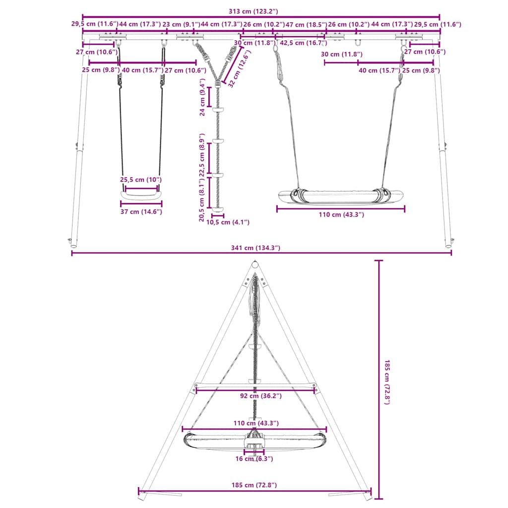 Schaukel-Set Mit Schaukelsitz Kletterschaukel Und Nestschaukel