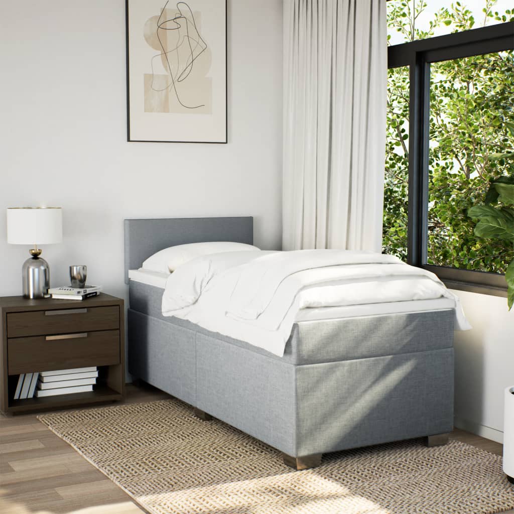 Boxspringbett Mit Matratze Stoff Hellgrau