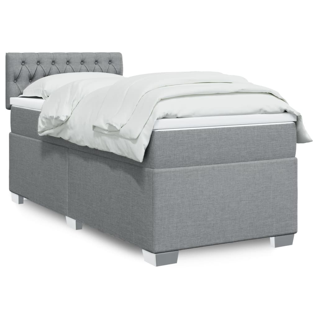 Boxspringbett Mit Matratze Stoff Hellgrau