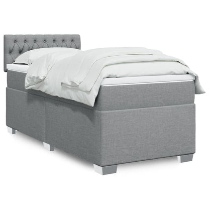 Boxspringbett Mit Matratze Stoff Hellgrau