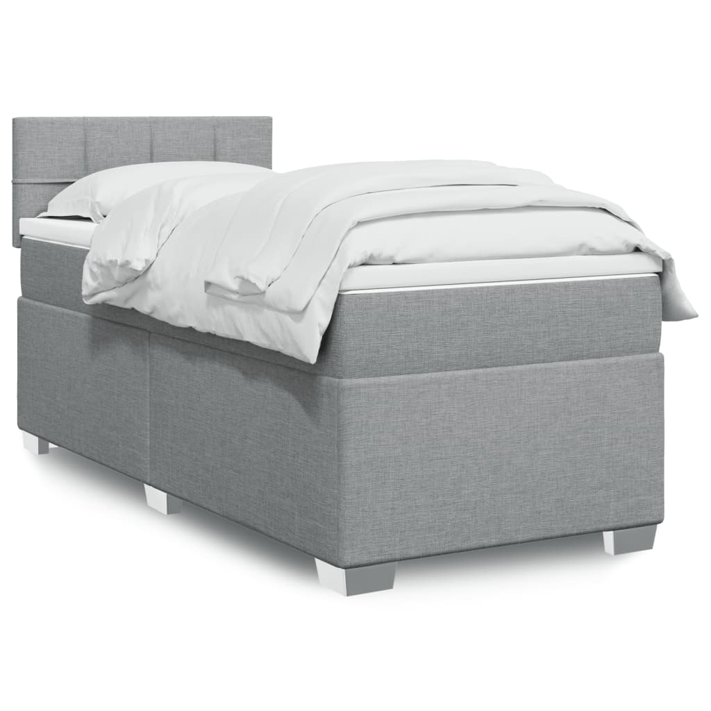 Boxspringbett Mit Matratze Stoff Hellgrau