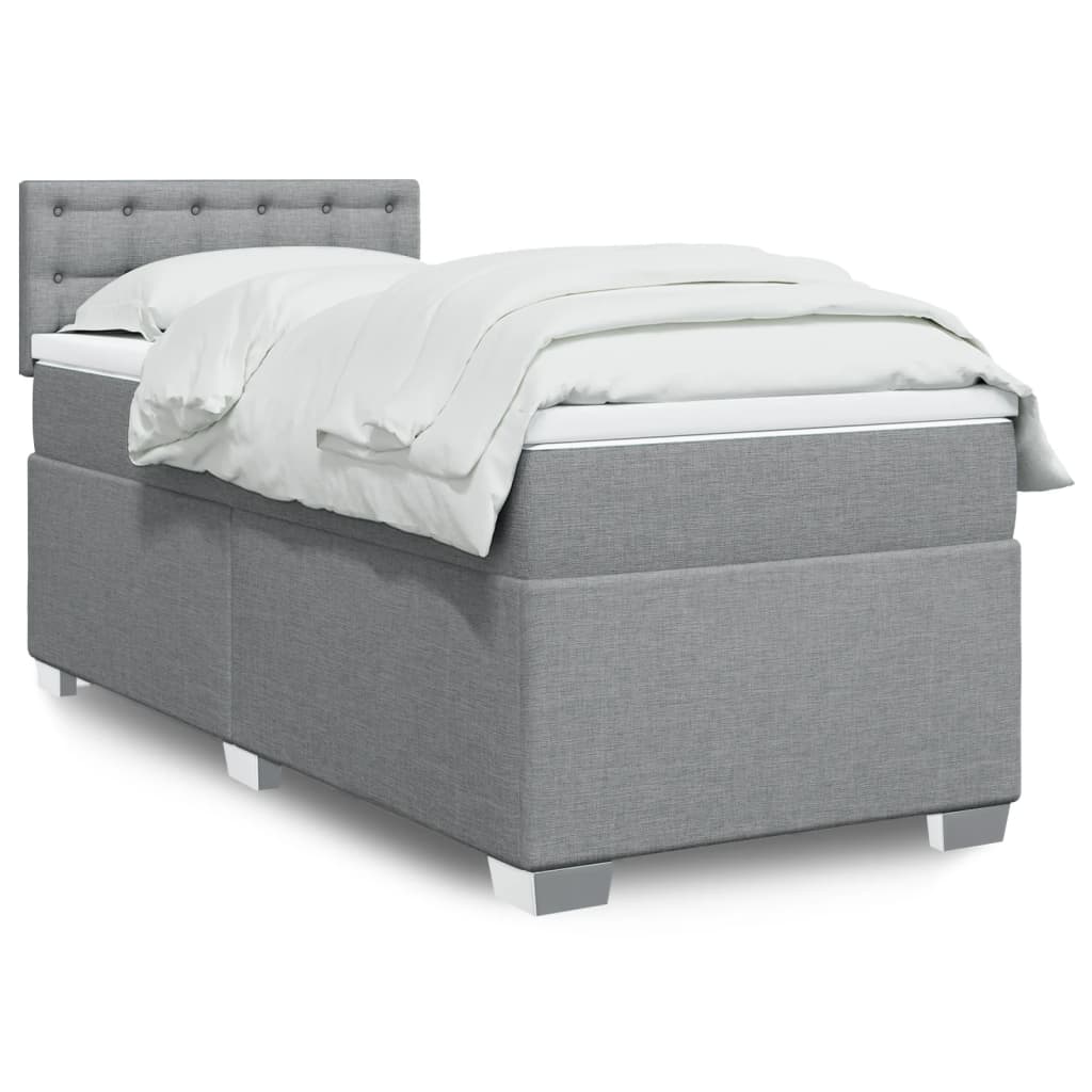 Boxspringbett Mit Matratze Stoff Hellgrau
