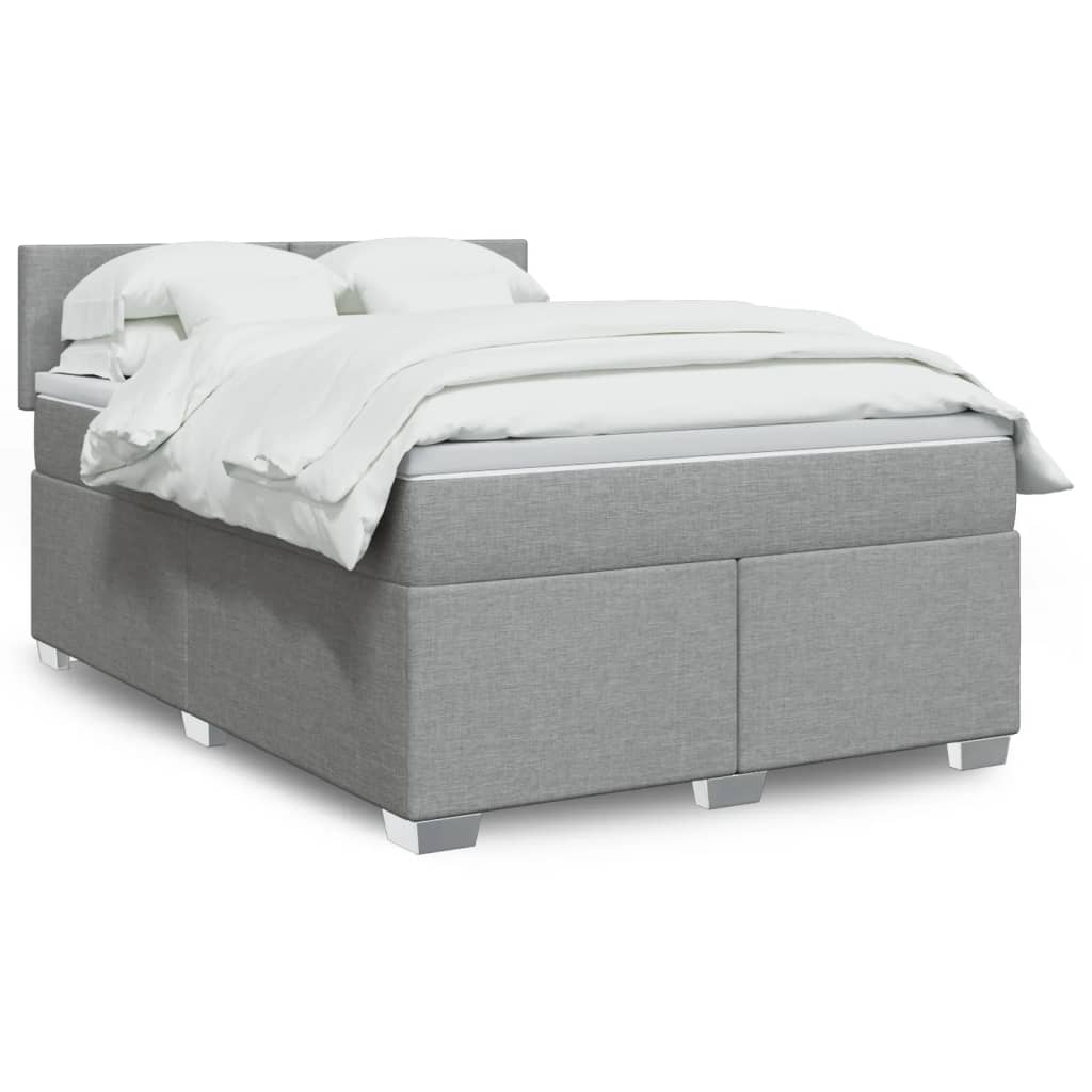 Boxspringbett Mit Matratze Stoff Hellgrau