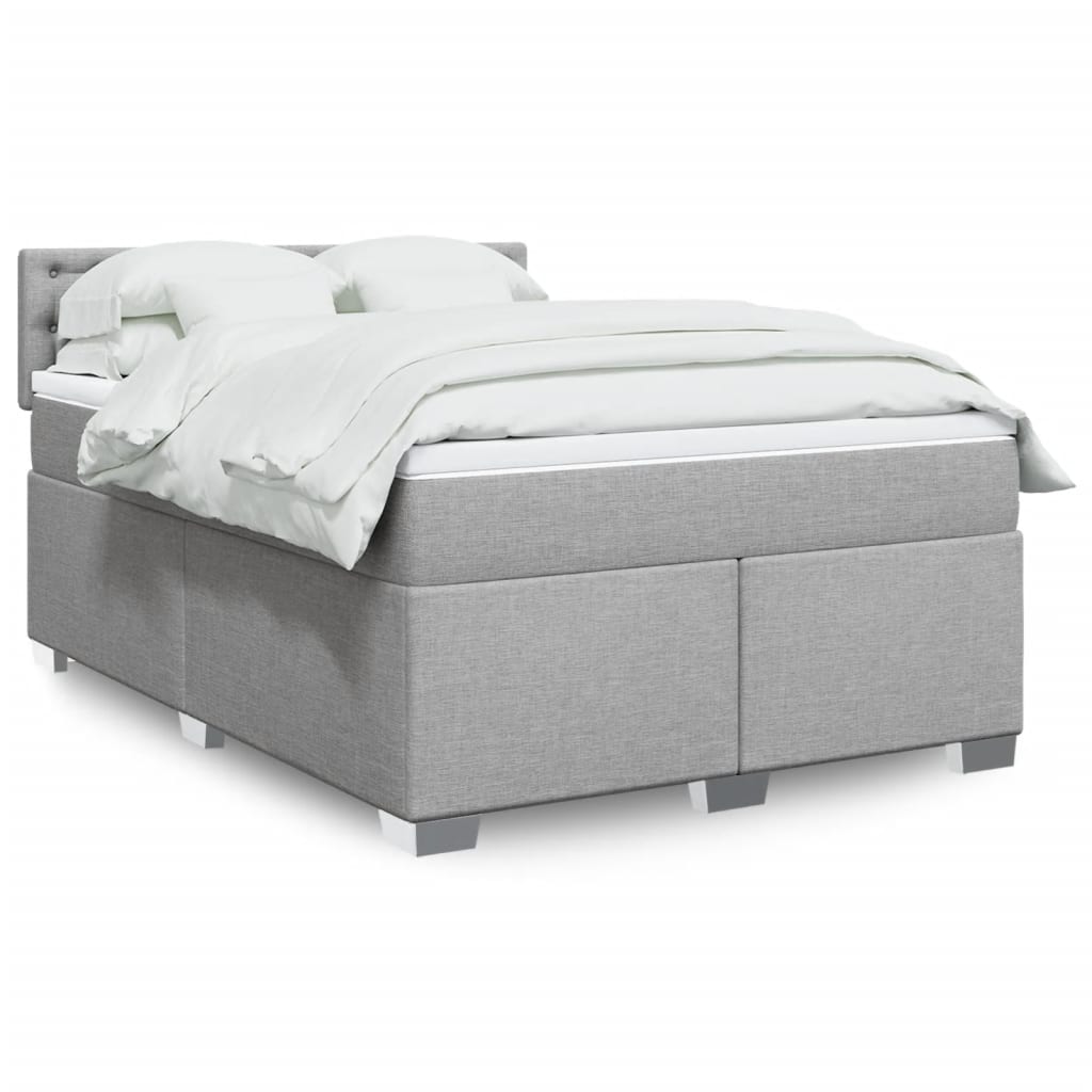Boxspringbett Mit Matratze Stoff Hellgrau