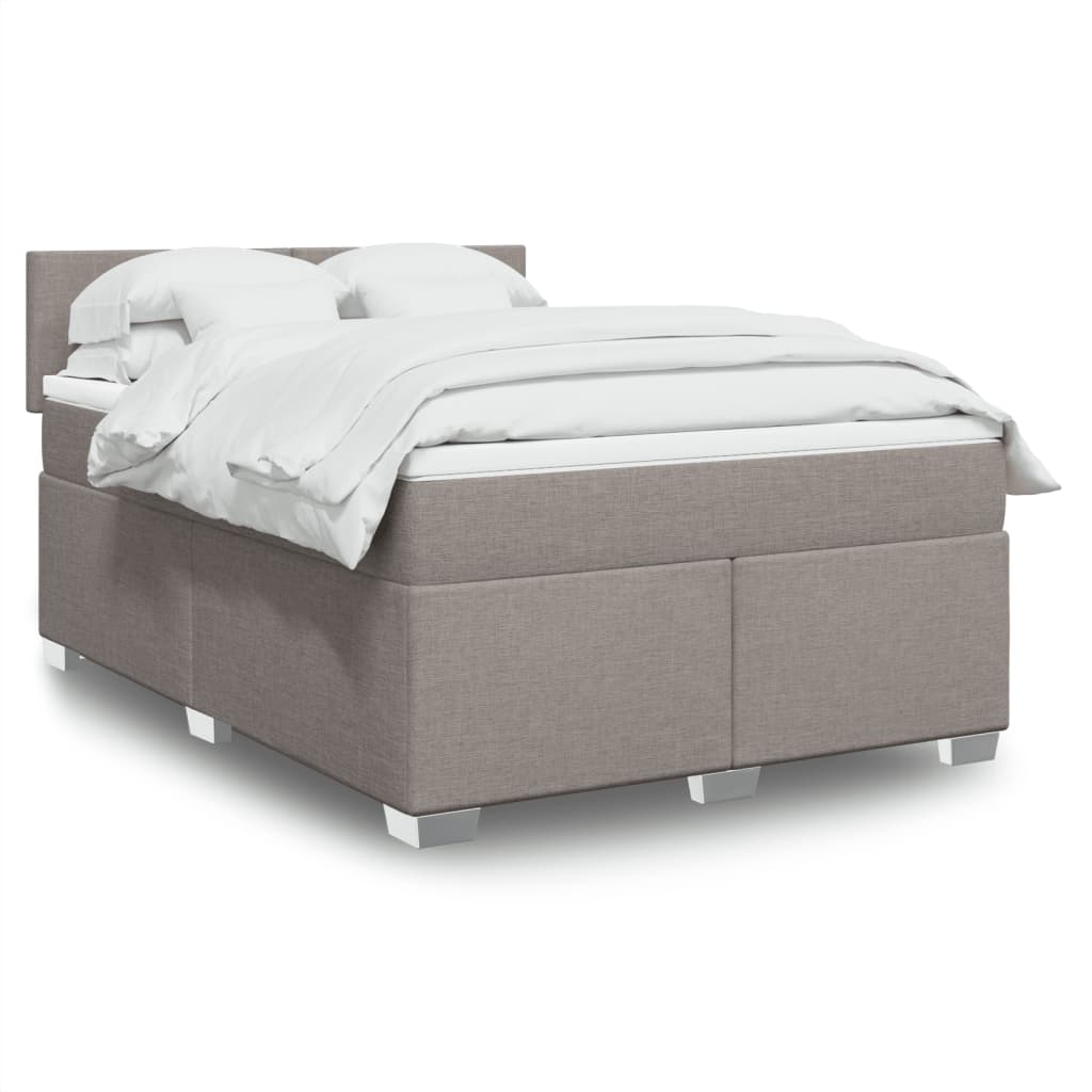 Boxspringbett Mit Matratze Stoff Taupe