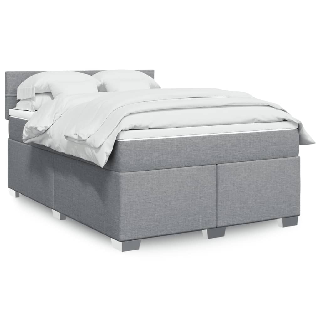 Boxspringbett Mit Matratze Stoff Hellgrau