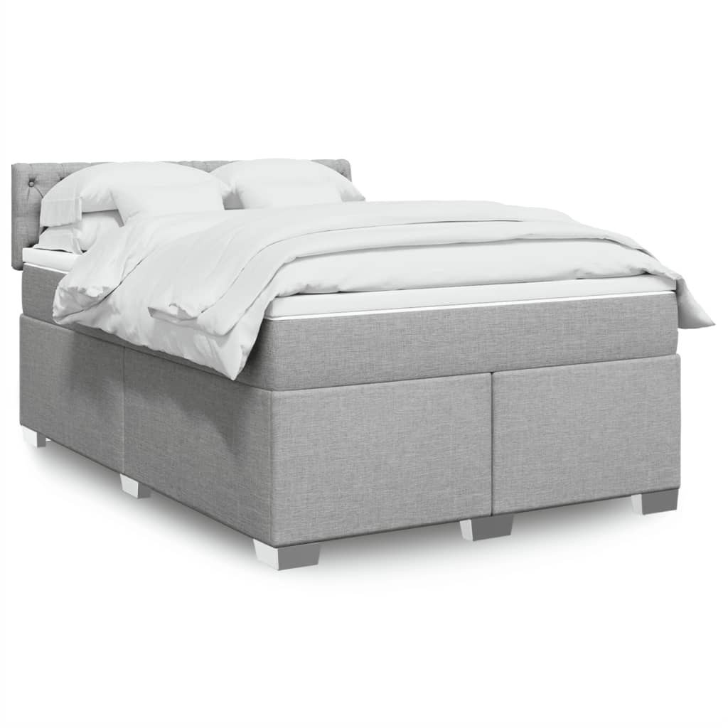 Boxspringbett Mit Matratze Stoff Hellgrau