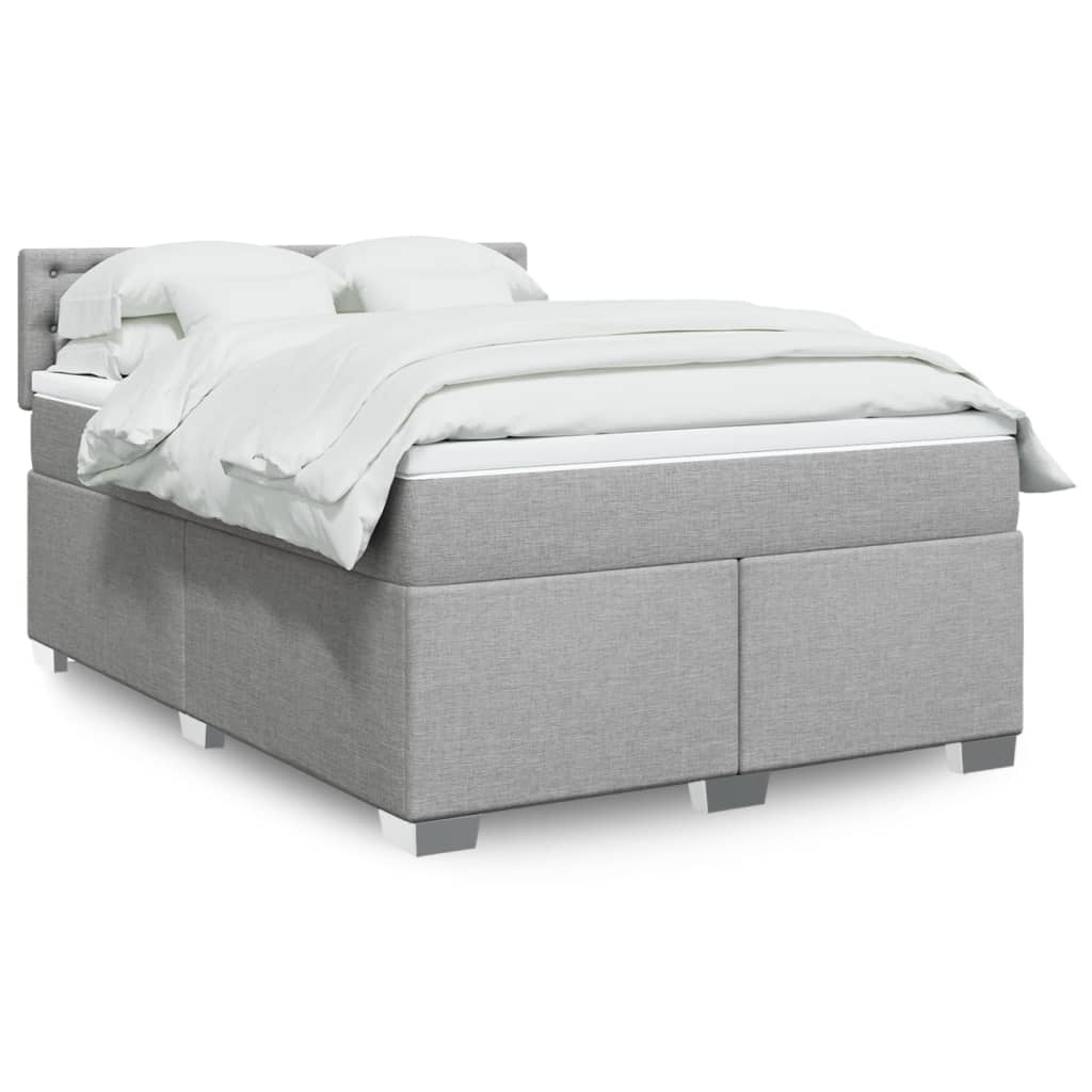 Boxspringbett Mit Matratze Stoff Hellgrau