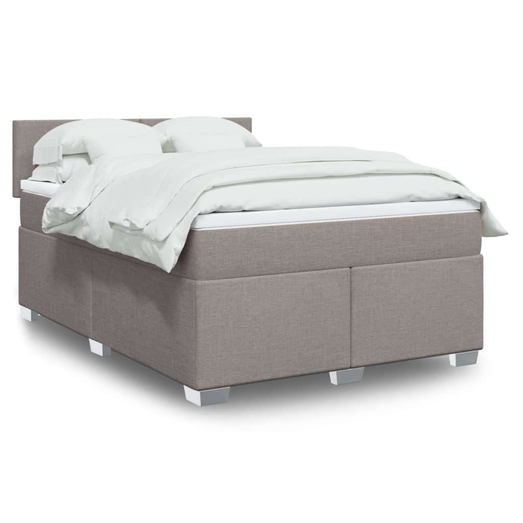 Boxspringbett Mit Matratze Stoff Taupe