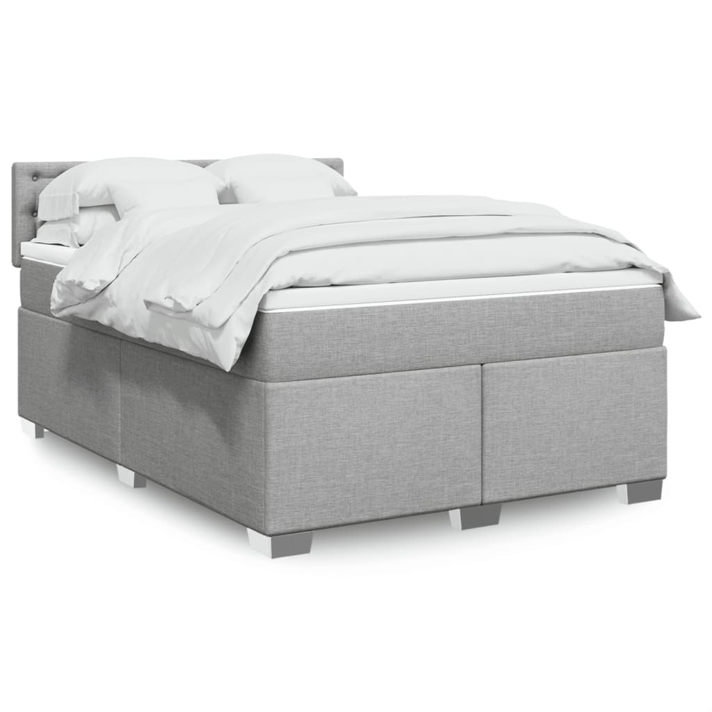 Boxspringbett Mit Matratze Stoff Hellgrau