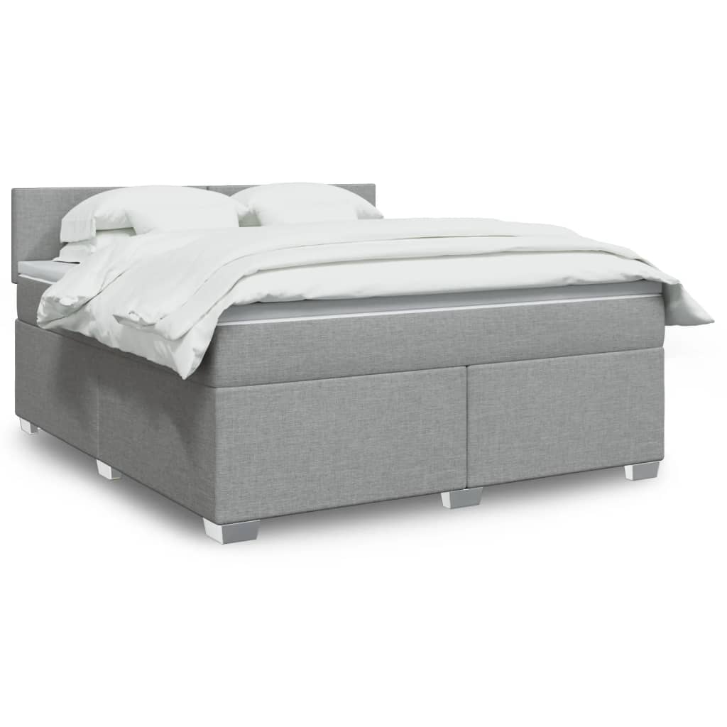 Boxspringbett Mit Matratze Stoff Hellgrau