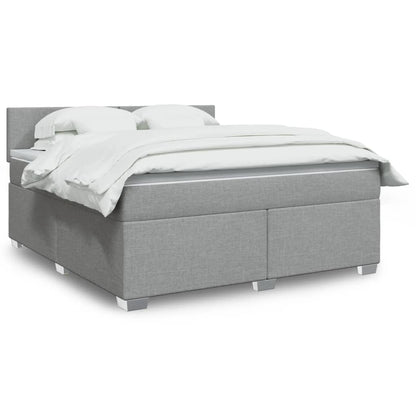 Boxspringbett Mit Matratze Stoff Hellgrau