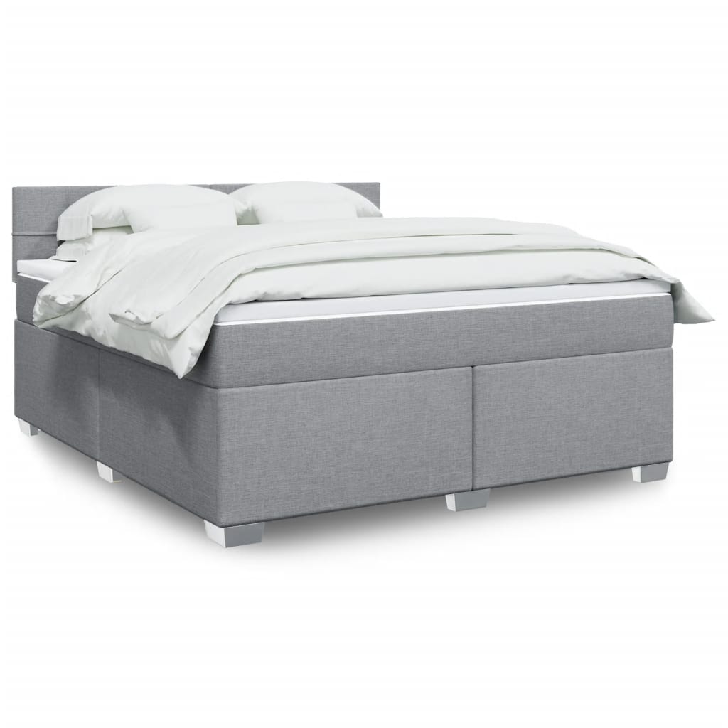 Boxspringbett Mit Matratze Stoff Hellgrau