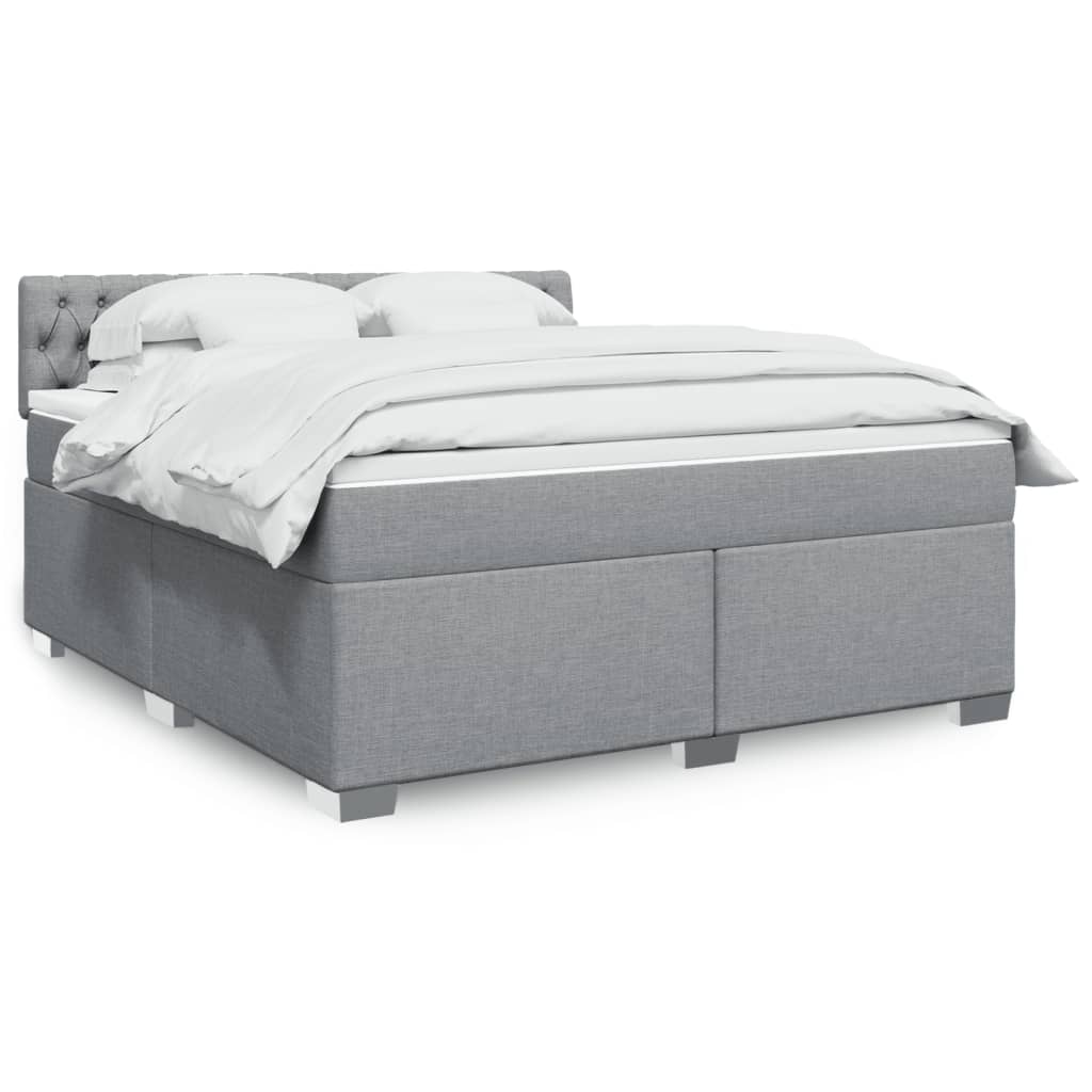 Boxspringbett Mit Matratze Stoff Hellgrau