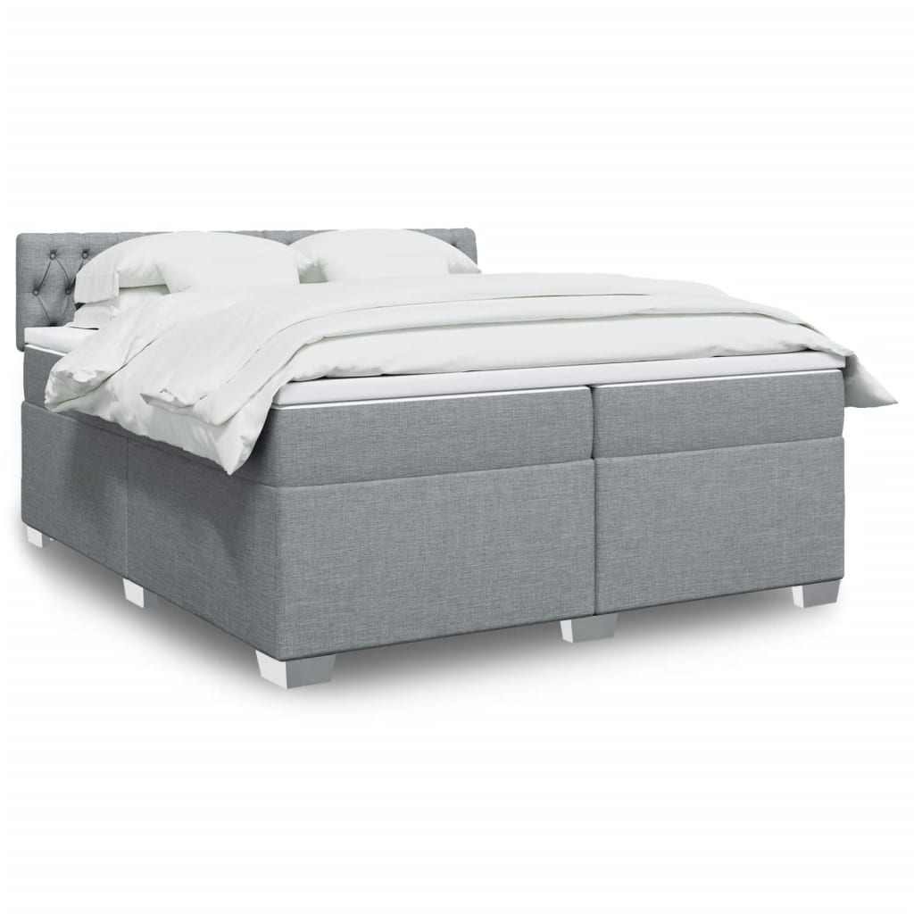Boxspringbett Mit Matratze Stoff Hellgrau