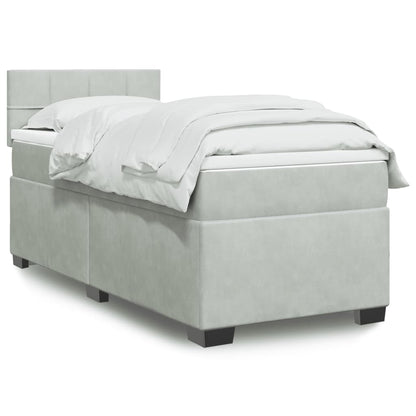 Boxspringbett Mit Matratze Samt Hellgrau