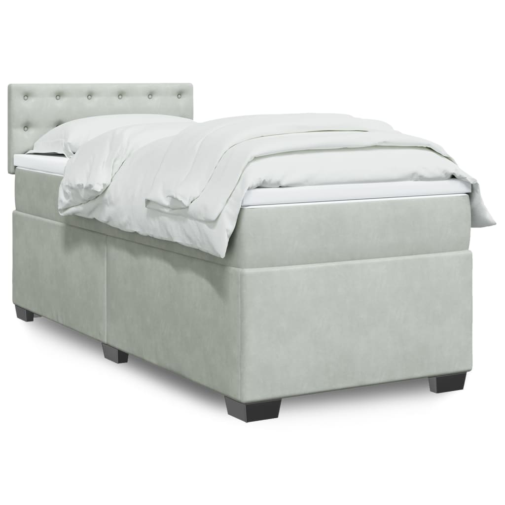 Boxspringbett Mit Matratze Samt Hellgrau