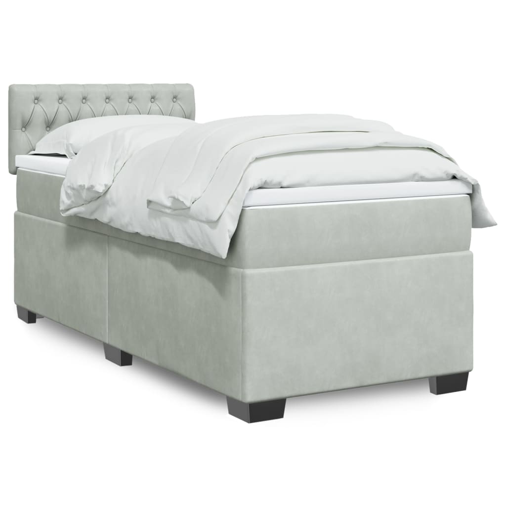 Boxspringbett Mit Matratze Samt Hellgrau
