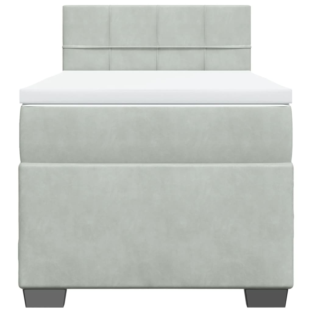 Boxspringbett Mit Matratze Samt Hellgrau