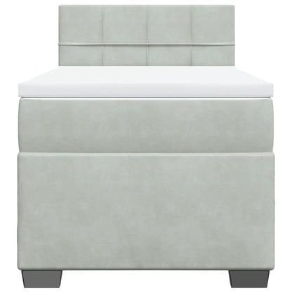 Boxspringbett Mit Matratze Samt Hellgrau