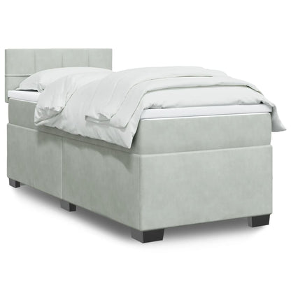 Boxspringbett Mit Matratze Samt Hellgrau