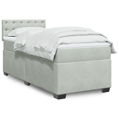Boxspringbett Mit Matratze Samt Hellgrau