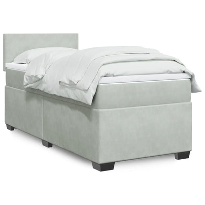 Boxspringbett Mit Matratze Samt Hellgrau