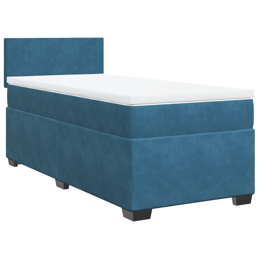 Boxspringbett Mit Matratze Dunkel Samt Blau