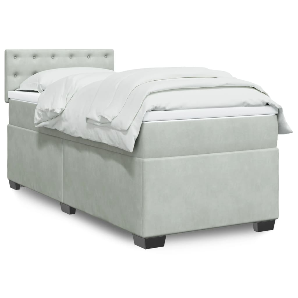 Boxspringbett Mit Matratze Samt Hellgrau