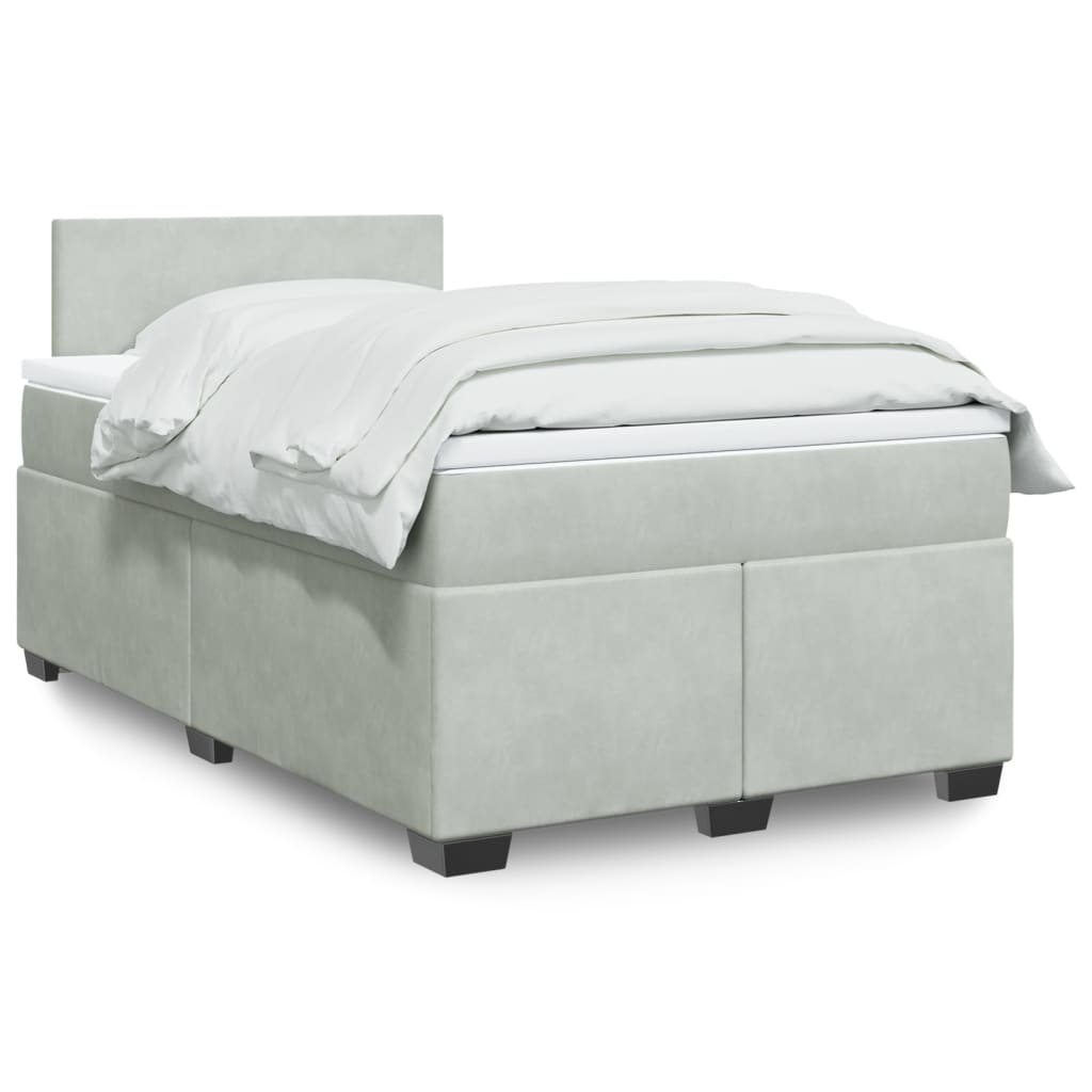 Boxspringbett Mit Matratze Samt Hellgrau
