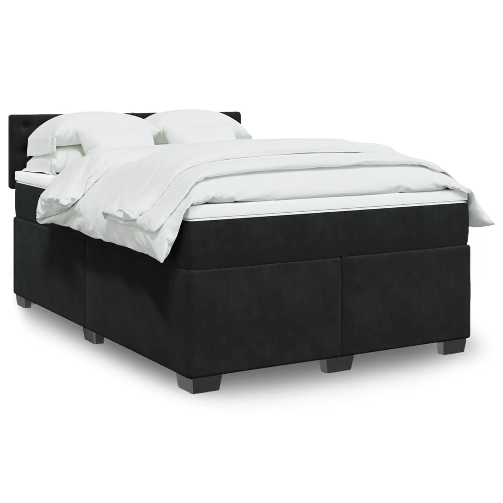 Boxspringbett Mit Matratze Samt Schwarz