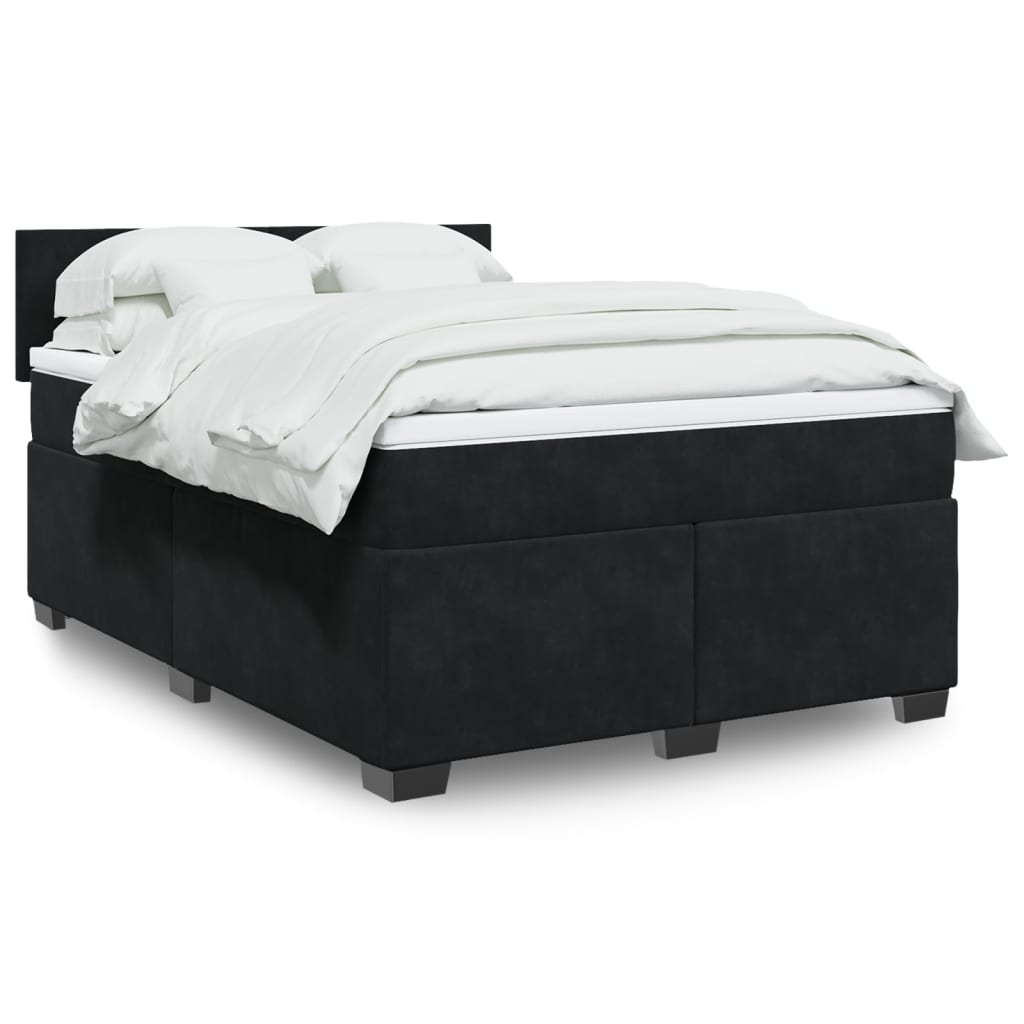 Boxspringbett Mit Matratze Samt Schwarz