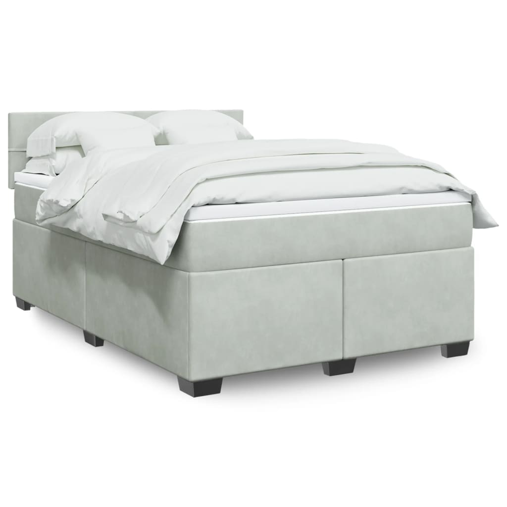 Boxspringbett Mit Matratze Samt Hellgrau