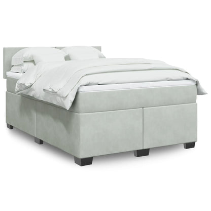 Boxspringbett Mit Matratze Samt Hellgrau