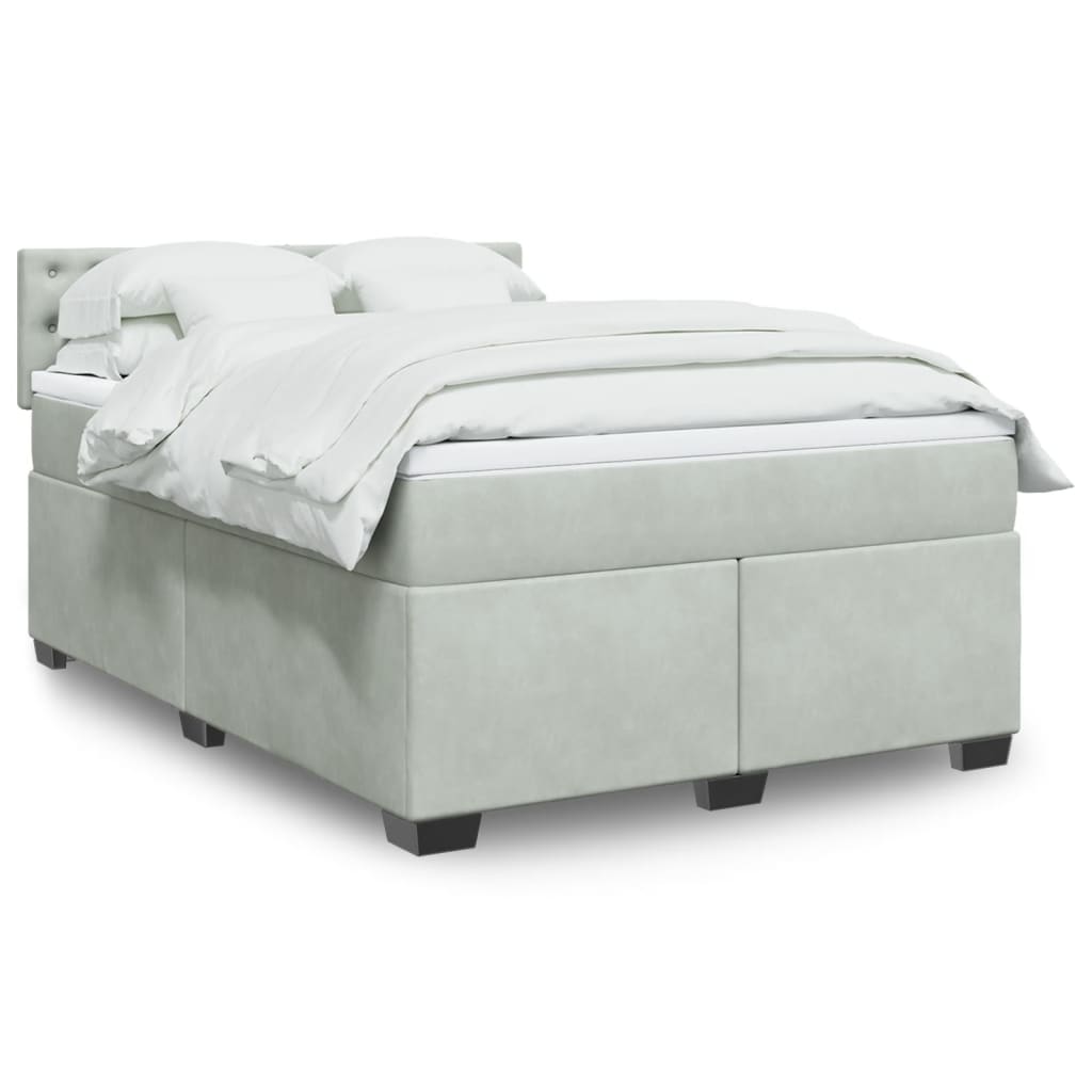 Boxspringbett Mit Matratze Samt Hellgrau