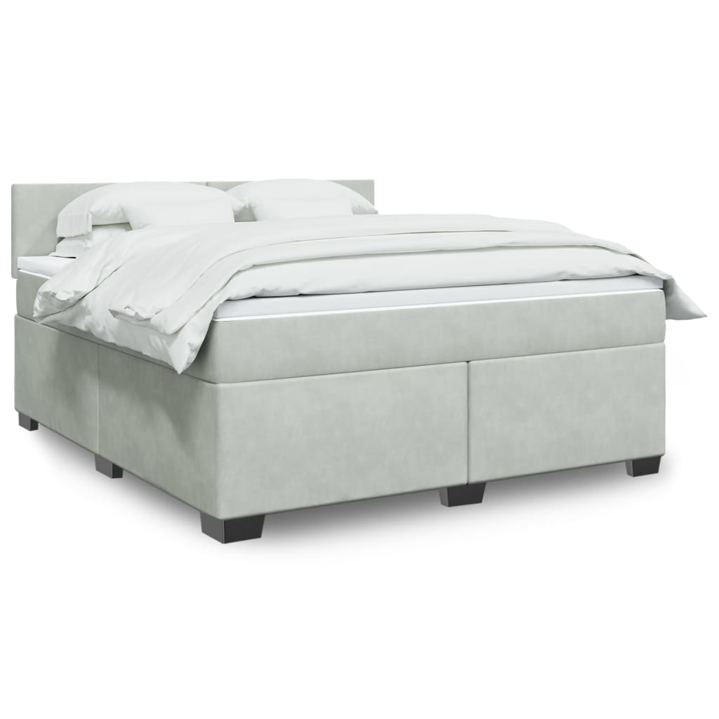 Boxspringbett Mit Matratze Samt Hellgrau