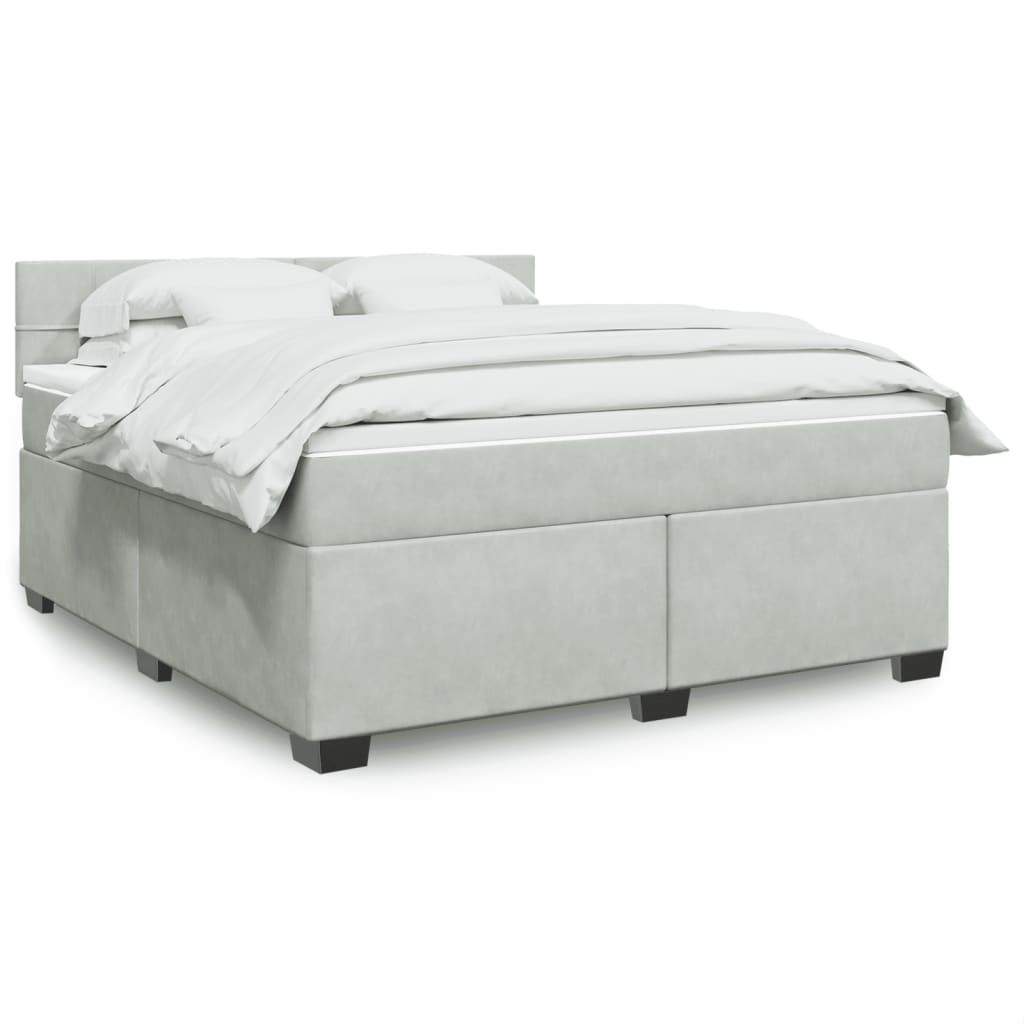 Boxspringbett Mit Matratze Samt Hellgrau