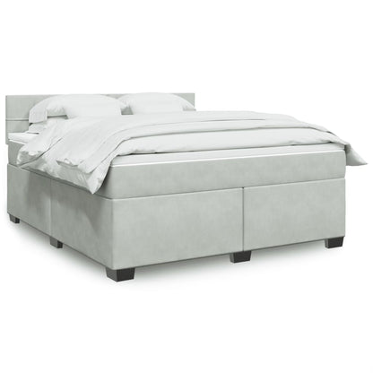Boxspringbett Mit Matratze Samt Hellgrau