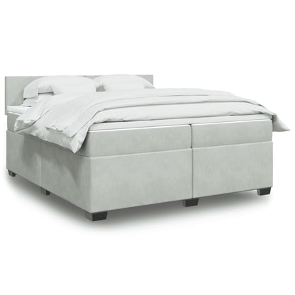 Boxspringbett Mit Matratze Samt Hellgrau