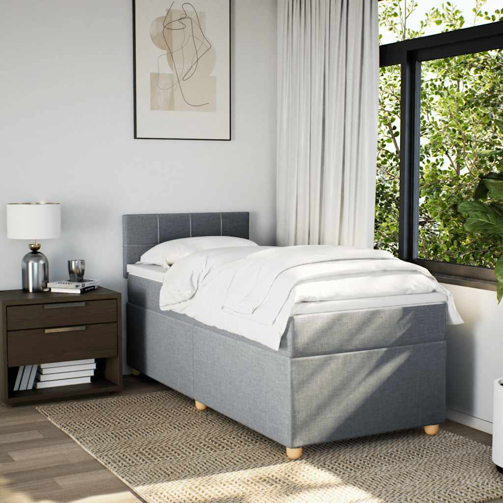 Boxspringbett Mit Matratze Stoff Hellgrau