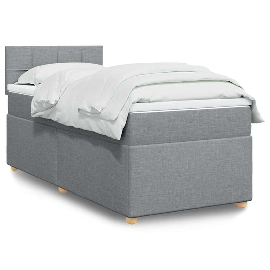 Boxspringbett Mit Matratze Stoff Hellgrau