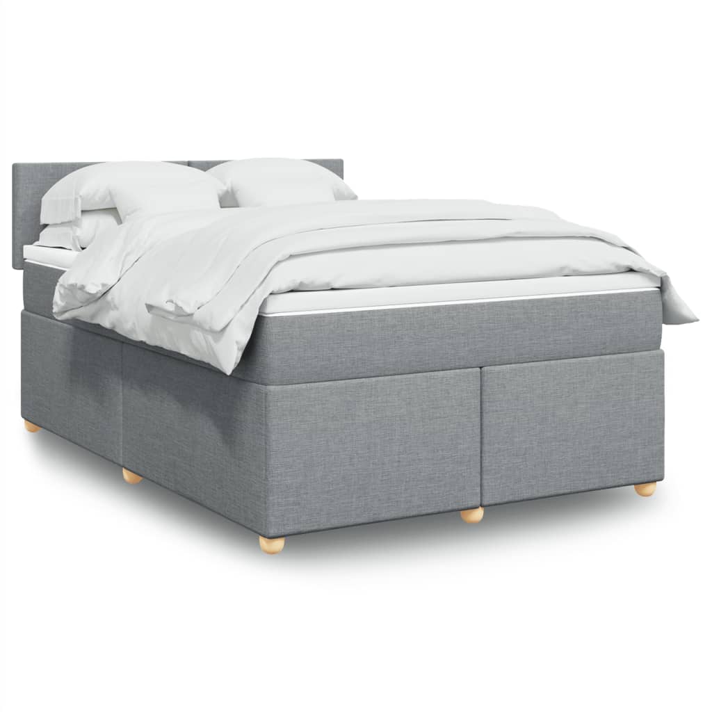 Boxspringbett Mit Matratze Stoff Hellgrau
