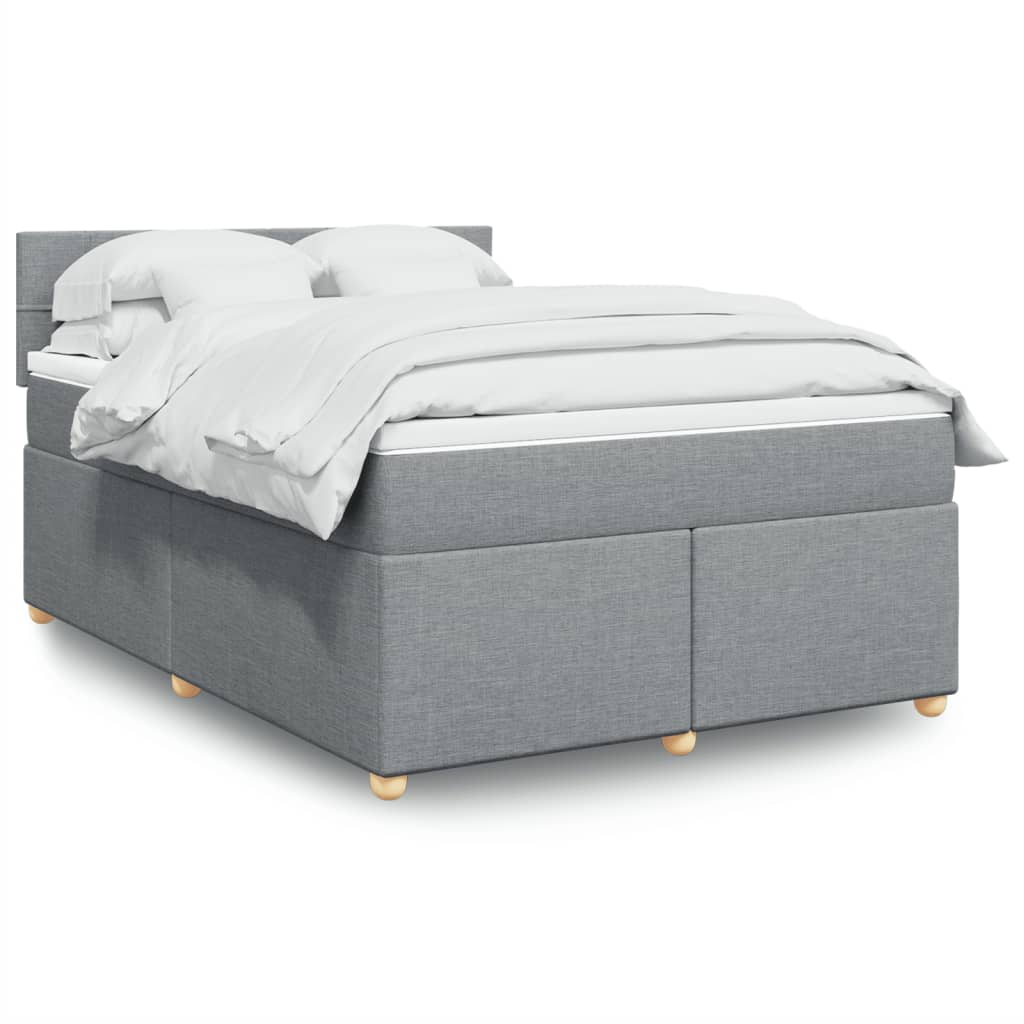 Boxspringbett Mit Matratze Stoff Hellgrau