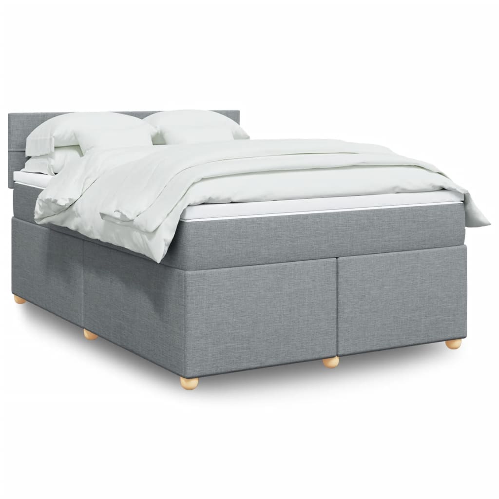 Boxspringbett Mit Matratze Stoff Hellgrau