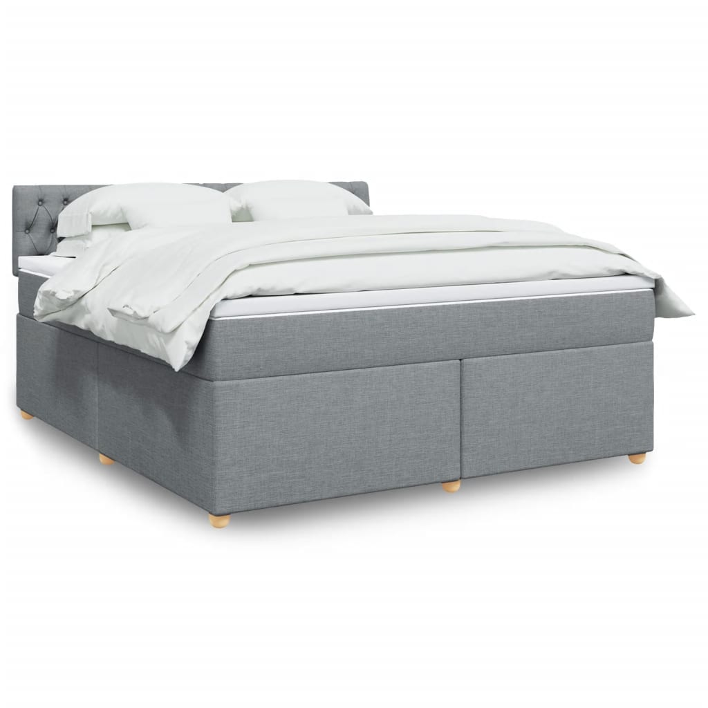 Boxspringbett Mit Matratze Stoff Hellgrau