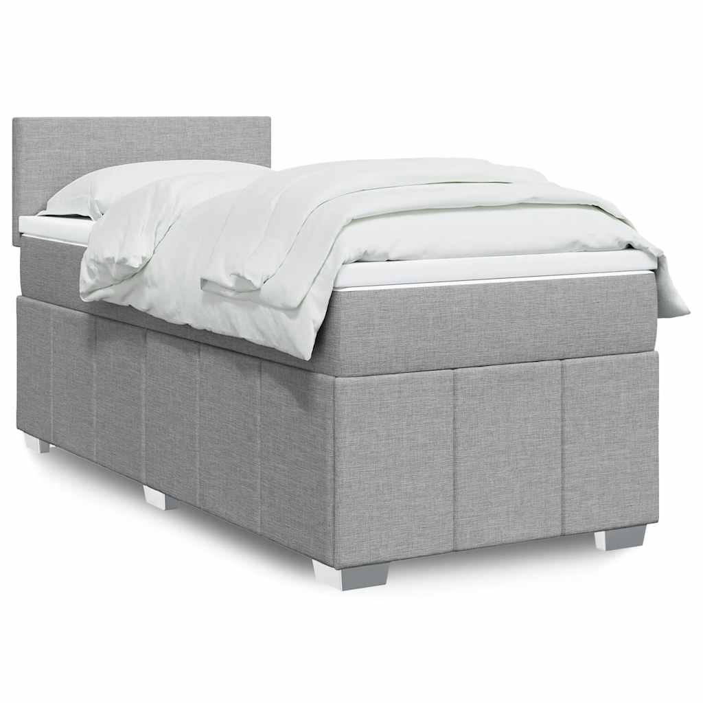 Boxspringbett Mit Matratze Stoff Hellgrau