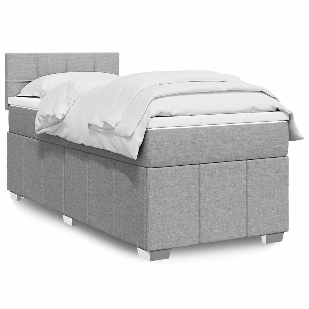 Boxspringbett Mit Matratze Stoff Hellgrau