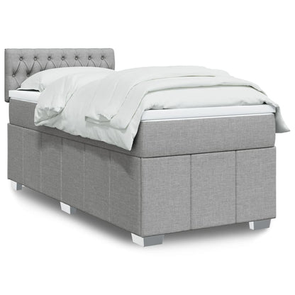 Boxspringbett Mit Matratze Stoff Hellgrau